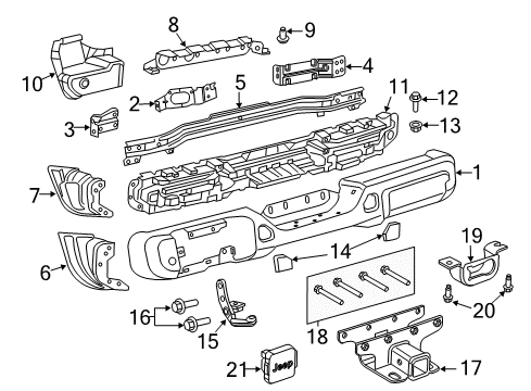 2024 Jeep Wrangler Bumper & Components, Trailer Hitch Components Diagram 2 - Thumbnail