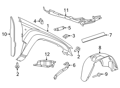 2021 Jeep Grand Cherokee Fender Diagram for 55369596AG