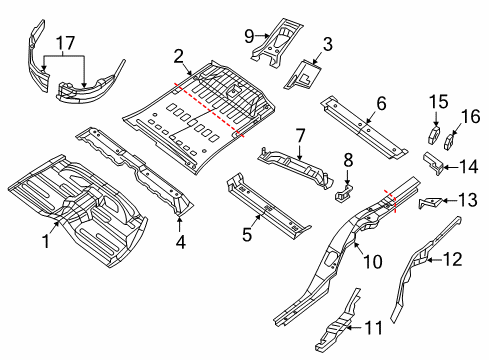 2023 Dodge Durango Rear Floor & Rails Diagram