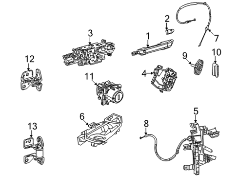 2023 Jeep Grand Cherokee L Handle, Outside, Front Outer Passenger Side Diagram for 6PF70WCQAD