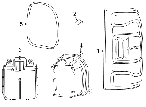 2021 Ram 2500 Tail Lamp Assembly, Black Diagram for 68548946AA