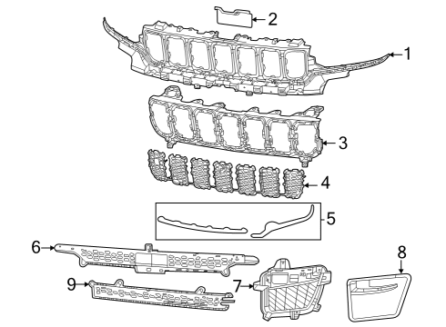 2023 Jeep Grand Cherokee Grille & Components Diagram 2 - Thumbnail