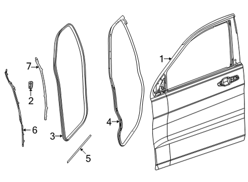 2023 Jeep Wagoneer Front Weatherstrip Diagram for 68343338AC