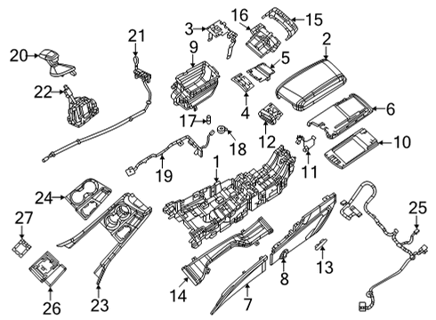 2021 Dodge Durango Console Base, Center Diagram for 68520012AB