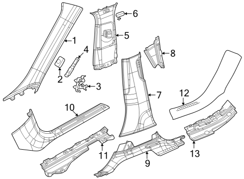2024 Jeep Grand Cherokee Interior Trim - Pillars Diagram