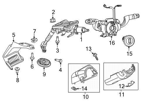 2022 Ram ProMaster 3500 Steering Systems, Internal Components, Shroud, Switches Diagram 3 - Thumbnail