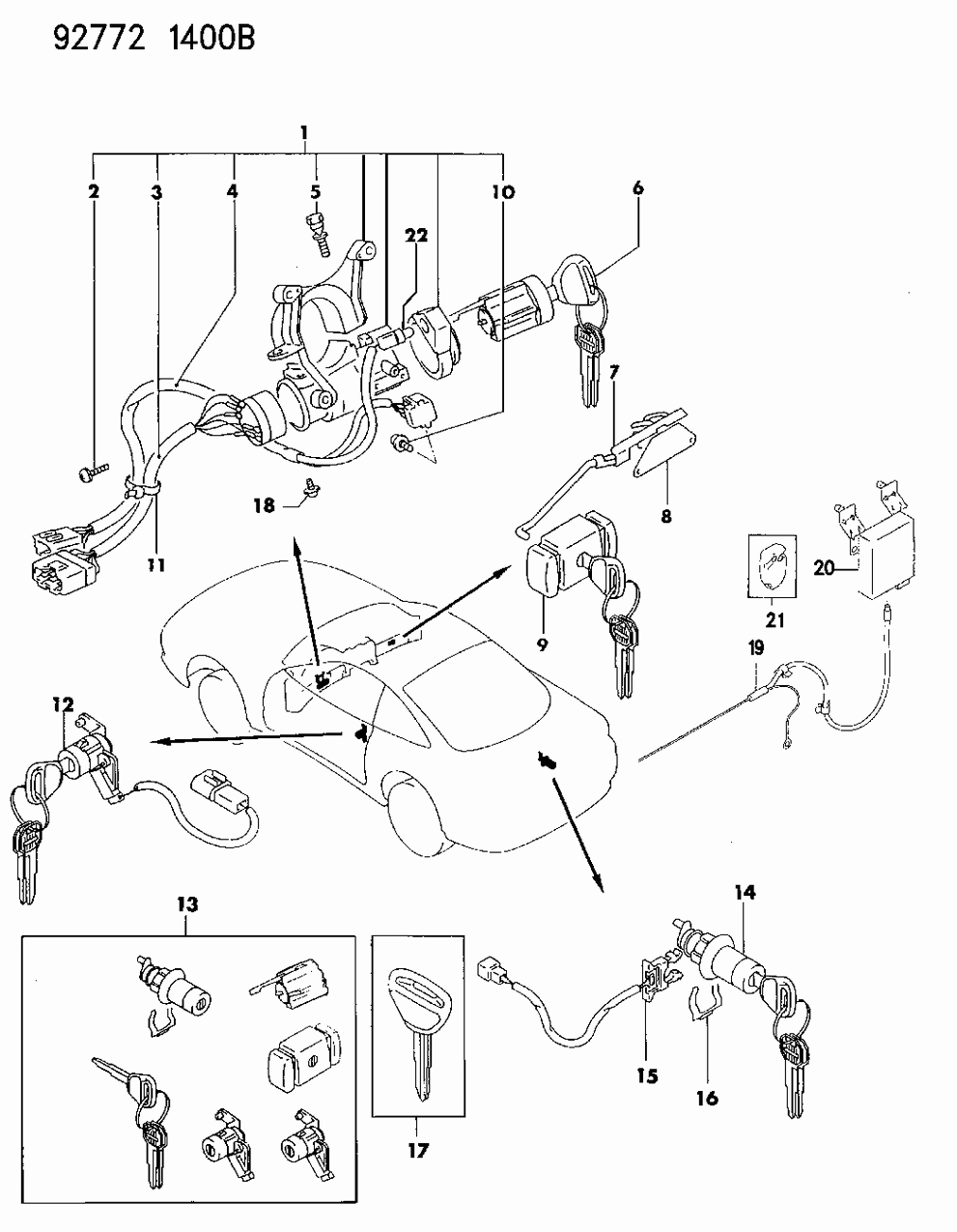 Mopar MB843872 Cylinder, Door Lock