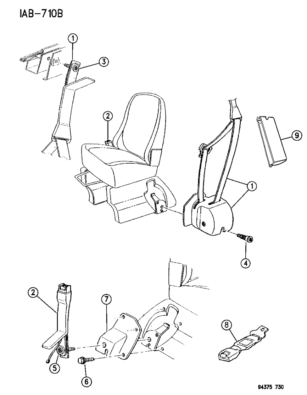 Mopar 5DW44RB7 Belt, Shoulder Tip Half Driver'S Side, Front Passenger Side