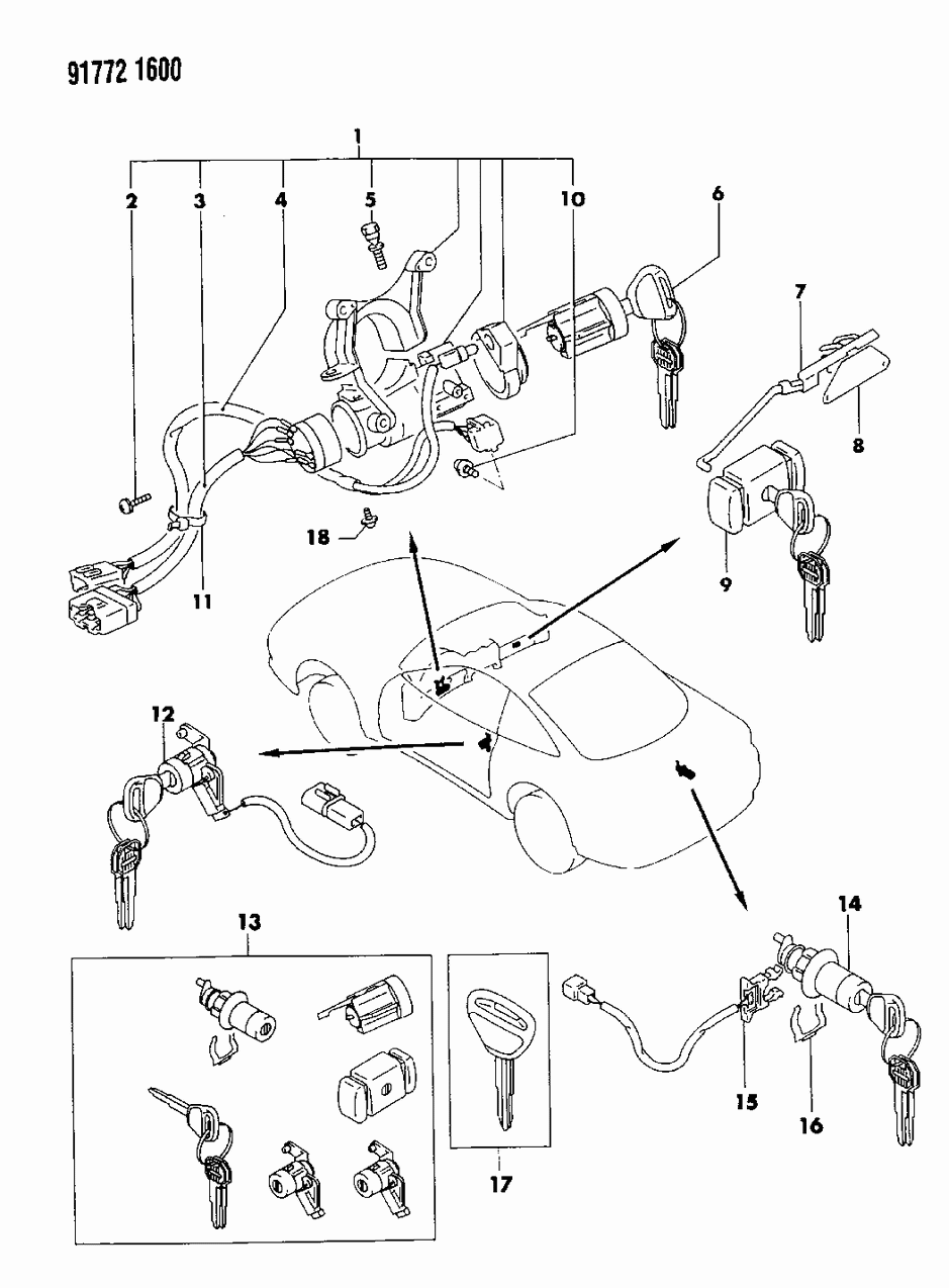 Mopar MB843872 Cylinder, Door Lock