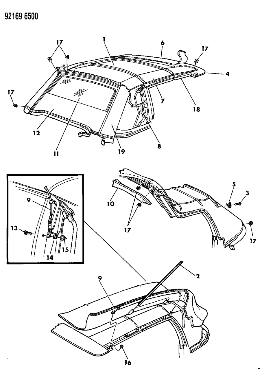 Mopar FC88LB7 Window, Rear Folding Top Heated