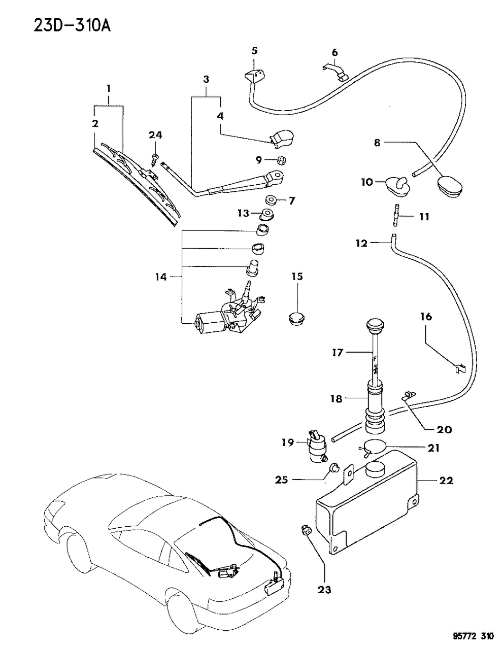 Mopar MB622941 Wiper Arm, Rear