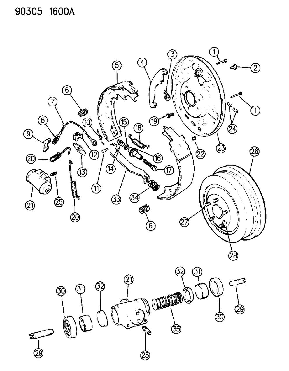 Mopar V2012805 Shoe And Lining Package, W/9 X 2 1/2" Brake, H.D. Drum