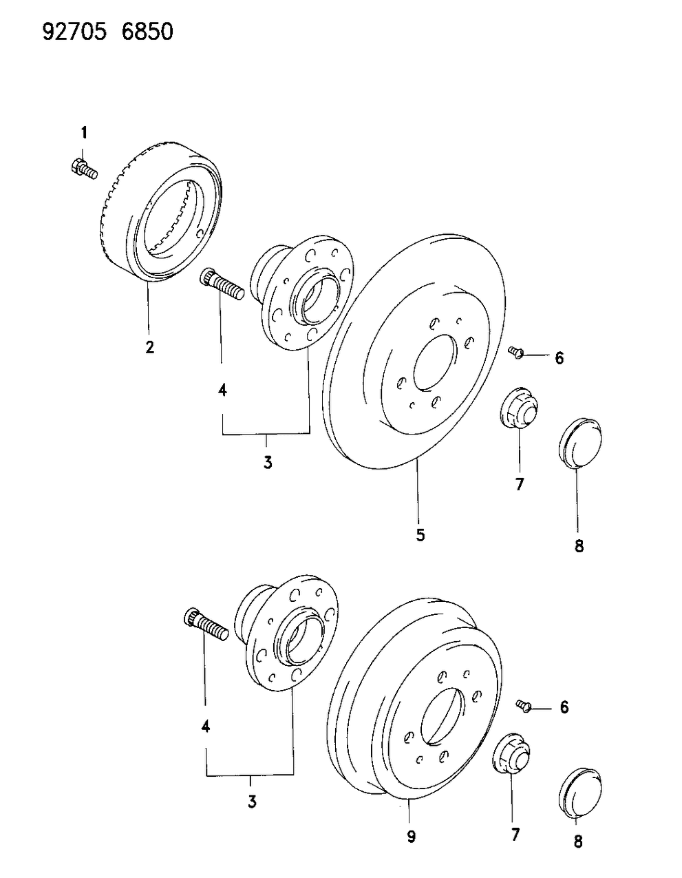 Mopar MB844919 Hub & Bearing, Rear