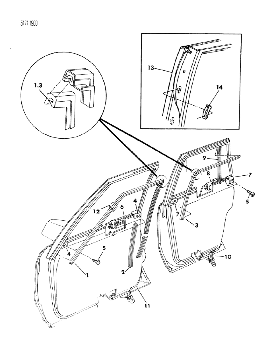 Mopar 4040732 Weatherstrip, Front Door, Right