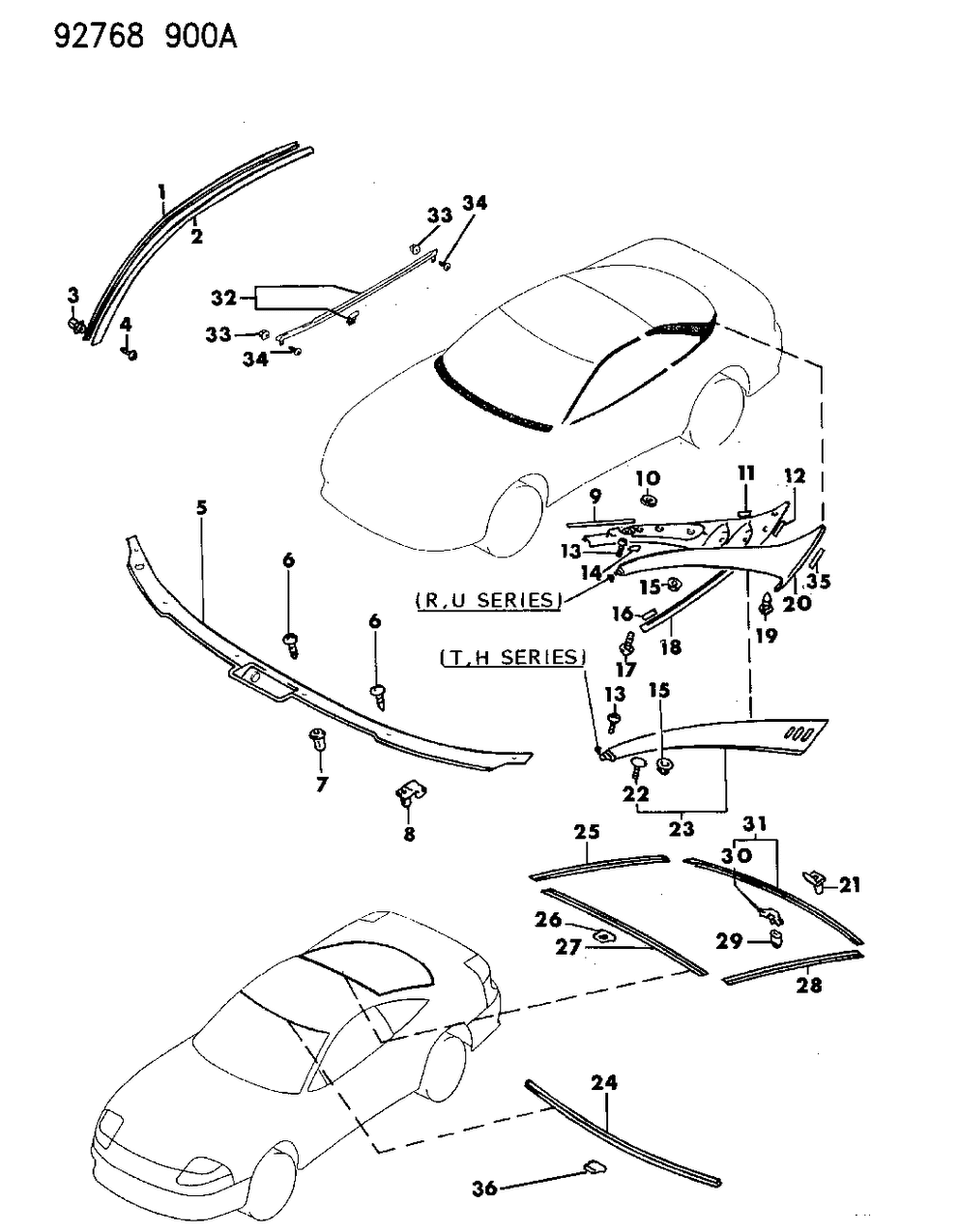 Mopar MR108975 Clip, Windshield Molding for Models W/Factory Sunroof