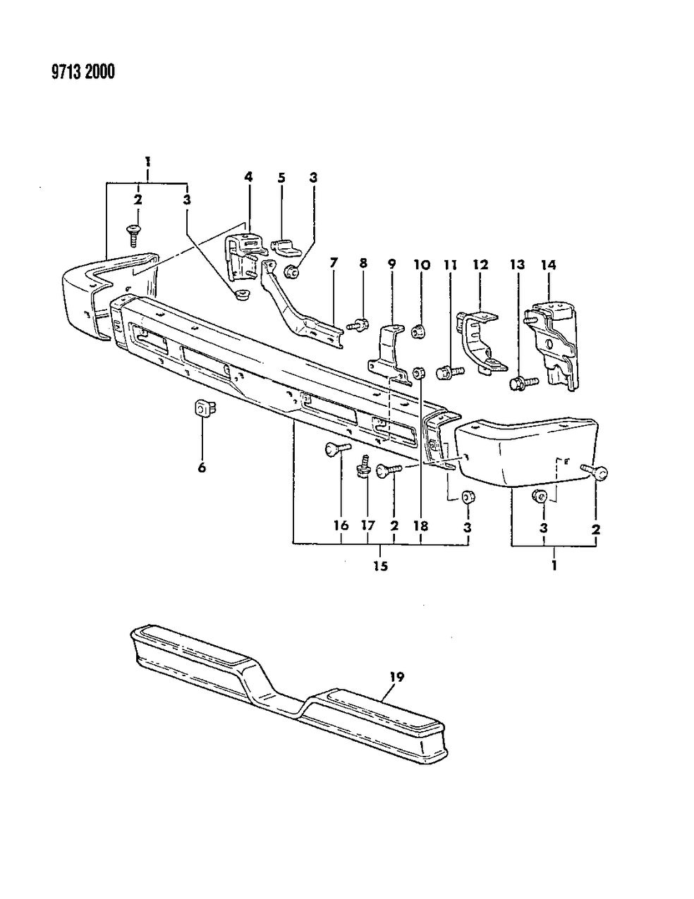 Mopar MB422388 Face Bar Mount Bracket, Front