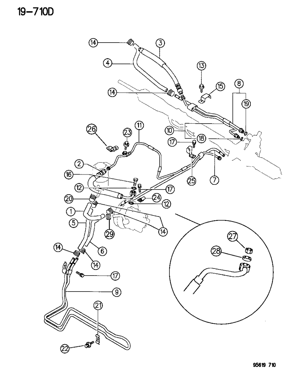 Mopar MB911561 Power Steering Return Hose