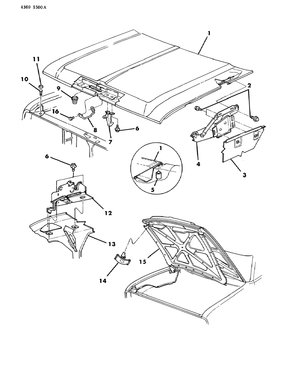 Mopar 4351362 Hinge, Hood, Right