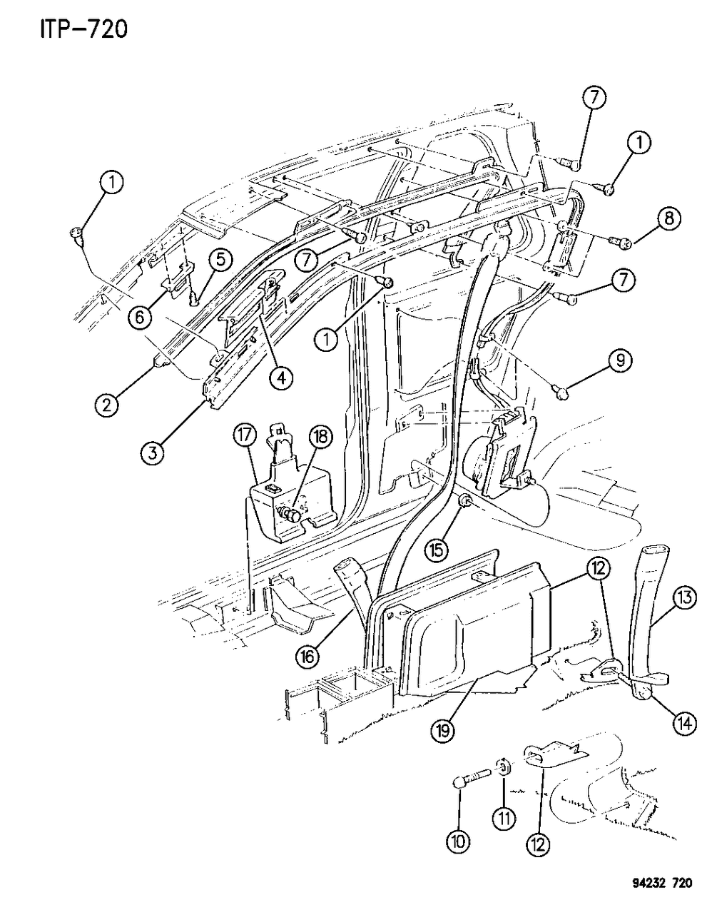 Mopar HJ16PV4 Mouding, Upper Door Opening