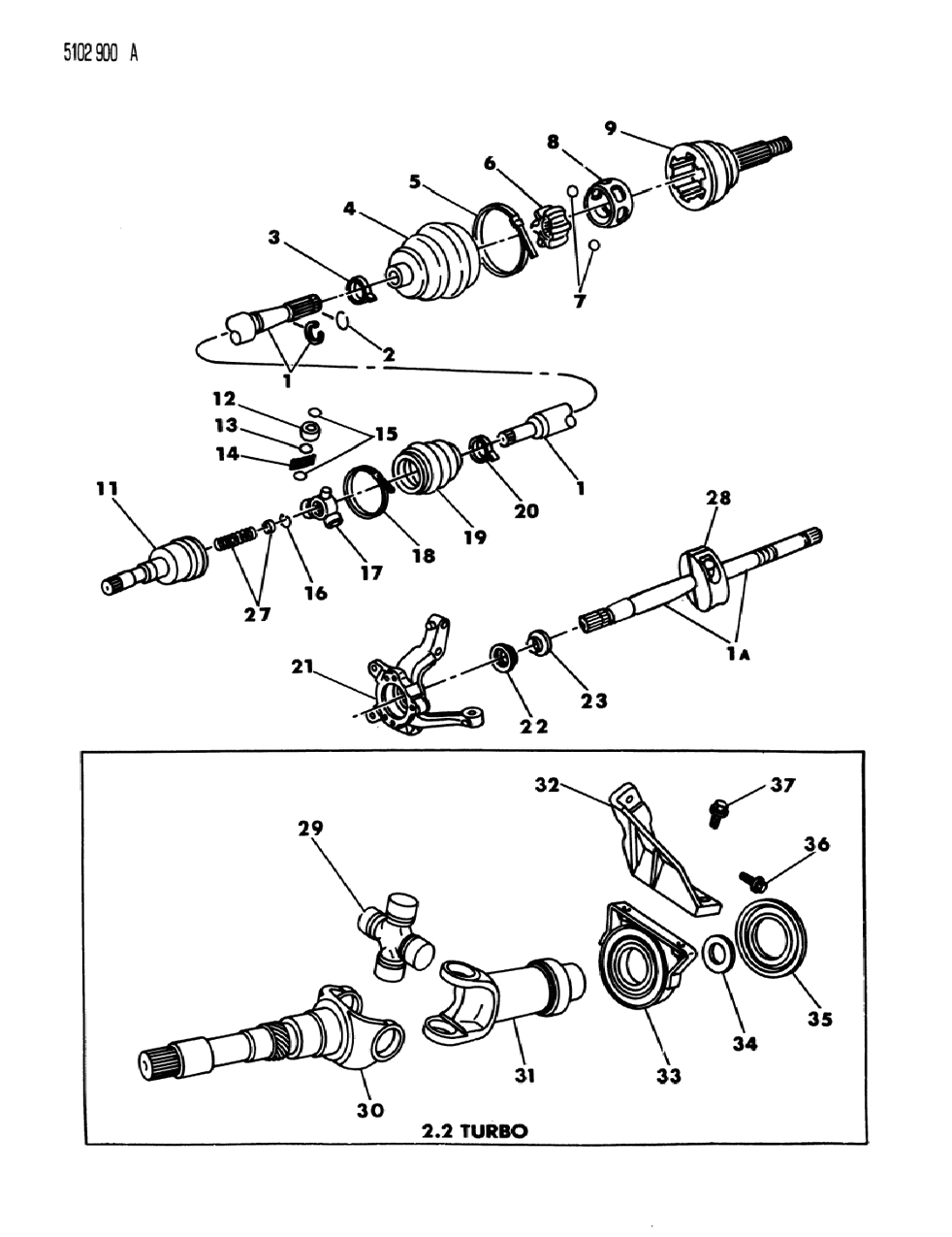 Mopar R2073602 Shaft, Drive, Right - W/2.2 Engine (G.K.N.), Passenger Side