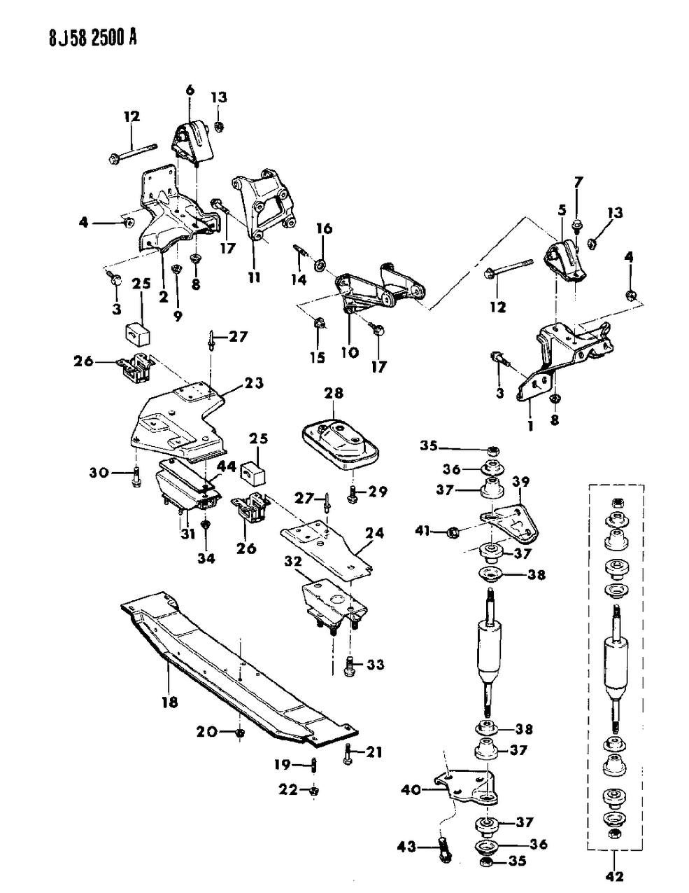 Mopar 52000074 Motor Mount, Front Passenger Side