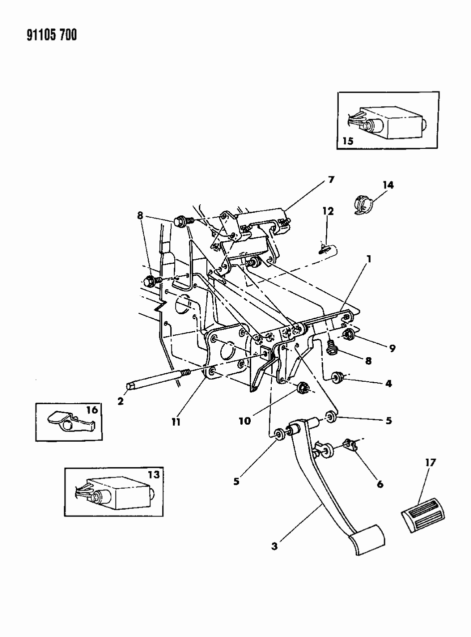 Mopar 4294008 Spacer, Brake Pedal Bracket To Dash Panel, W/Power Brakes