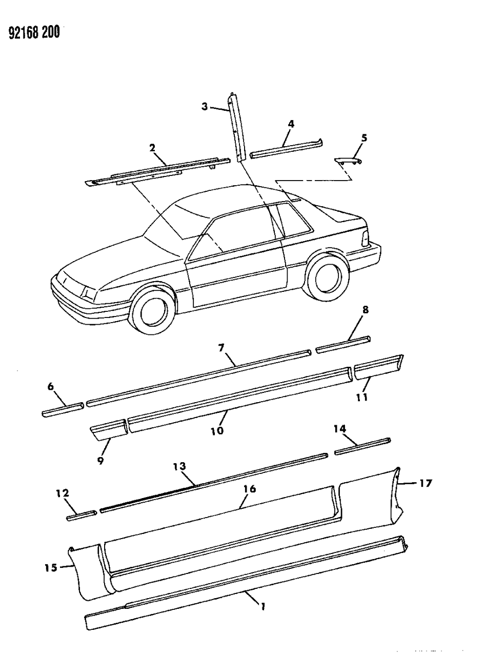 Mopar 5303033 Belt Molding, Rear