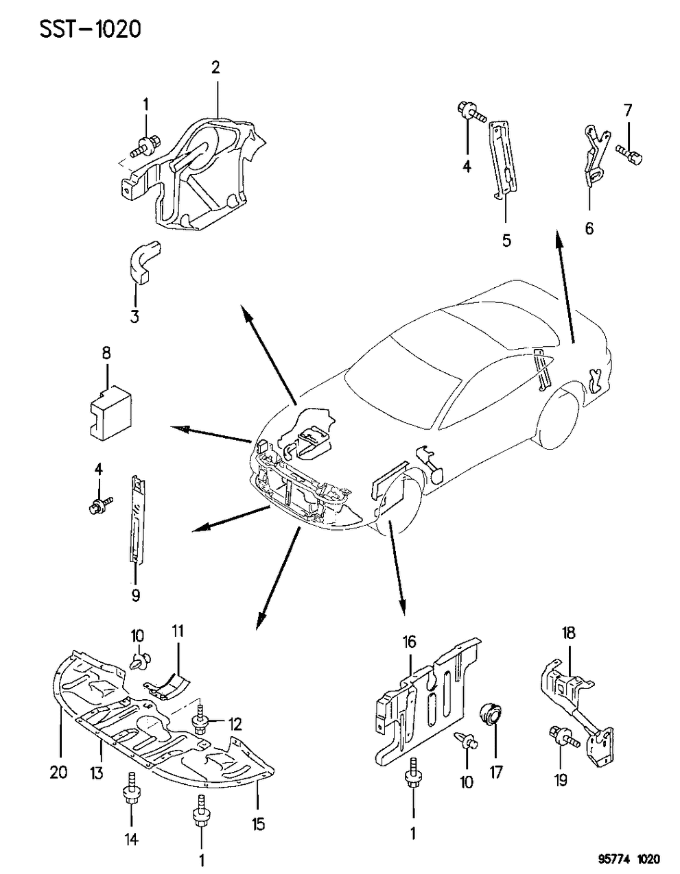 Mopar MB640920 Support, Hood Latch