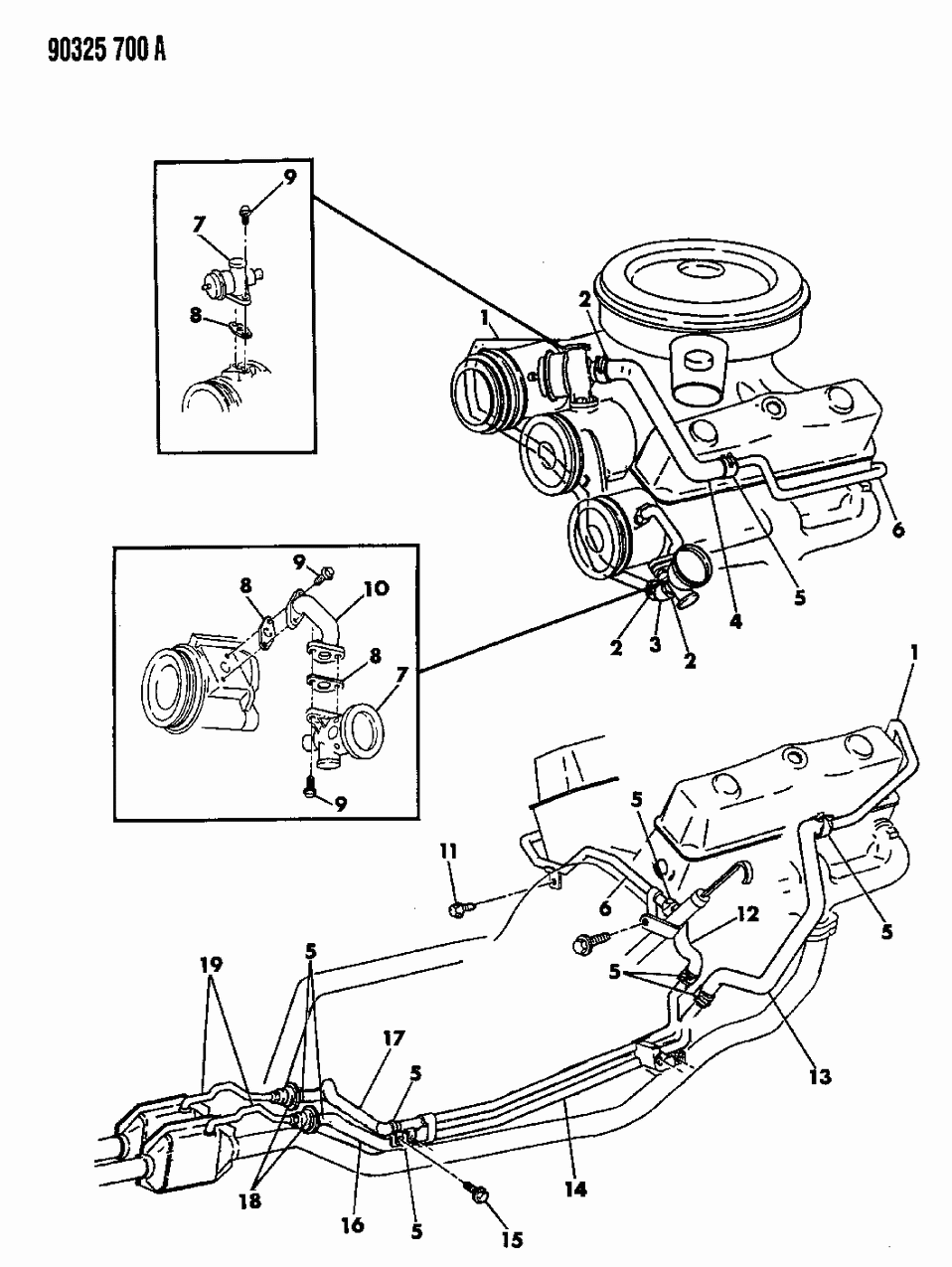 Mopar 53030463 Hose, Downstream To Right Catalytic, 1990-92