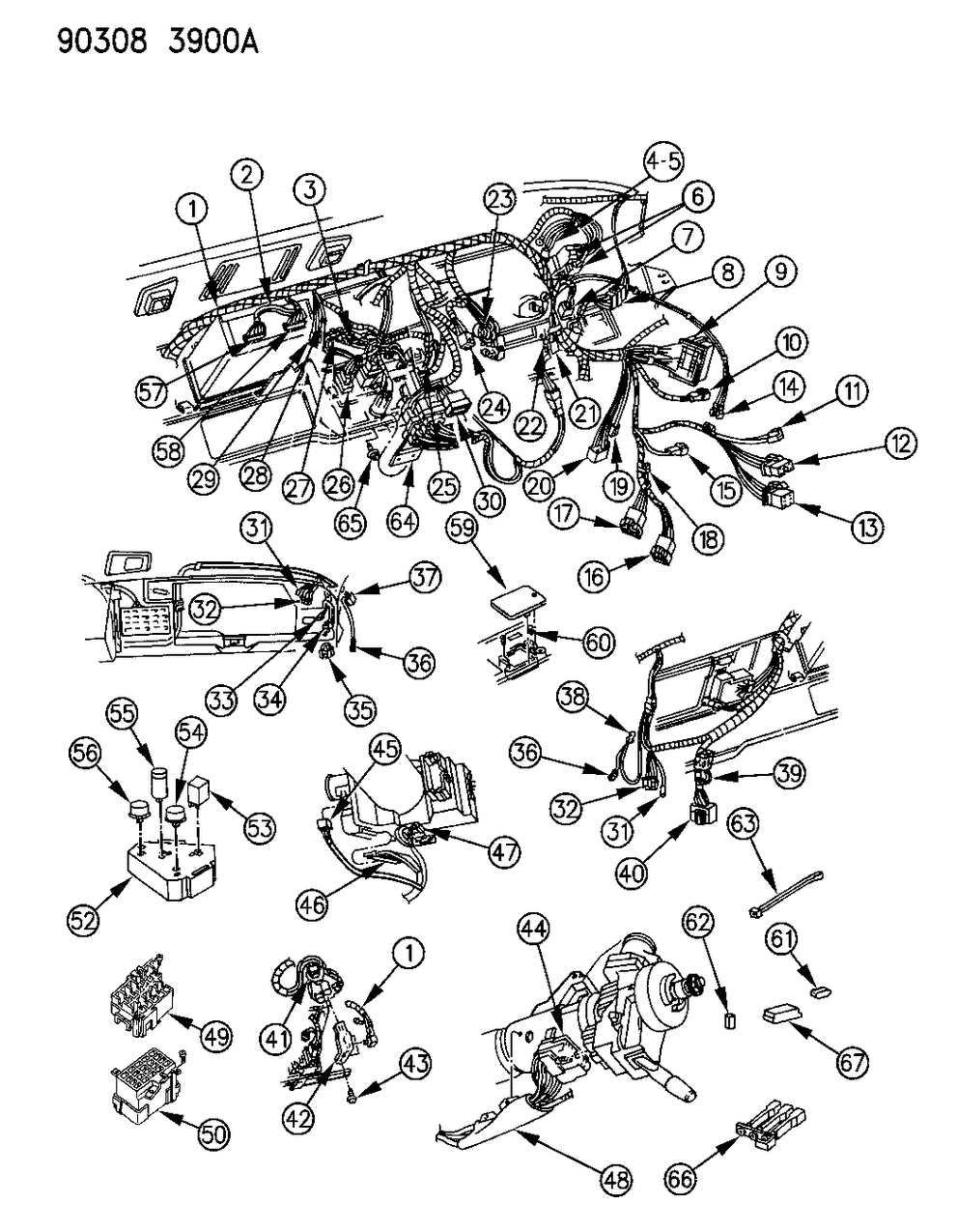 Mopar 56016826 Wiring, Instrument Panel, W/O A.C., Standard, 1990