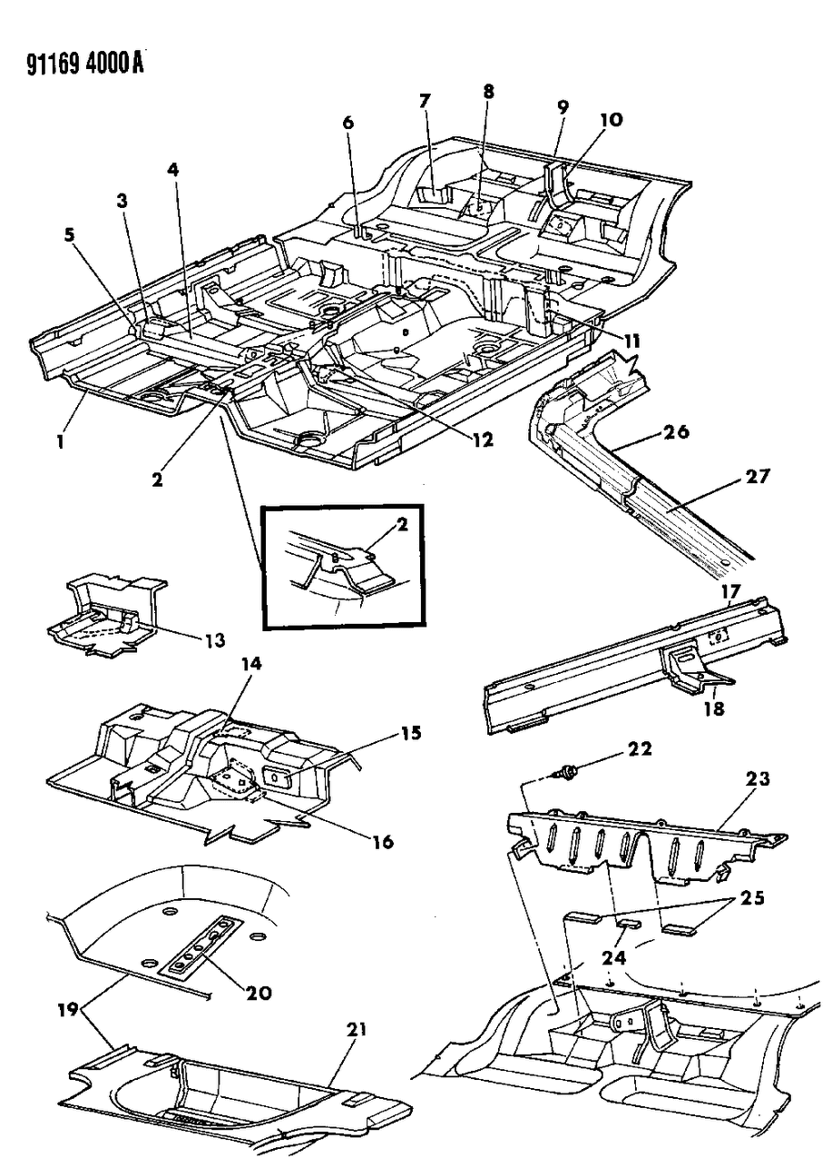 Mopar 4512246 Crossmember, Rear Floor Pan Rear