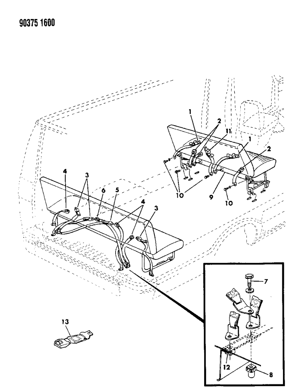 Mopar L703JT7 Center Seat Belt
