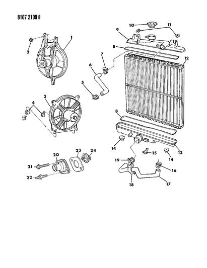 1988 Dodge Grand Caravan Lower Hose Diagram for H0061341