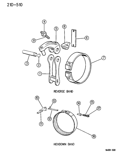 1994 Dodge Ram Wagon Bands , Reverse & Kickdown With Linkage Diagram 3 - Thumbnail