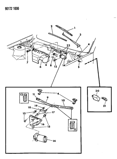 1990 Dodge Daytona Blade, Wiper, Upper Diagram for 4389363