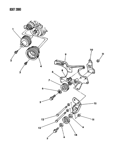1989 Dodge Dakota Drive Pulleys Diagram 2 - Thumbnail