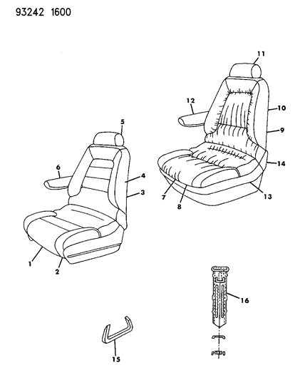 1993 Chrysler Town & Country Front Seat Diagram 2 - Thumbnail