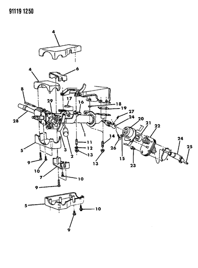 1991 Dodge Caravan Outer Cover Diagram for WS38KV8