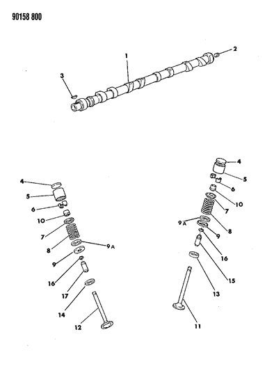 1990 Chrysler TC Maserati Camshaft & Valves Diagram 1 - Thumbnail