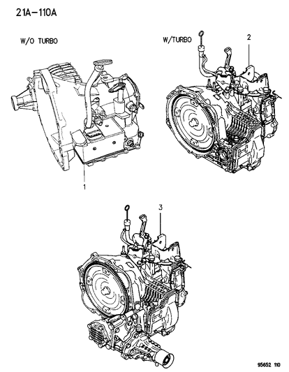 1996 Chrysler Sebring Transmission Assembly, Complete W/Overdrive, 4 Speed Auto. Diagram for 5010124AA