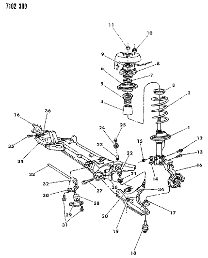 1987 Dodge Caravan Suspension - Front Diagram 2 - Thumbnail