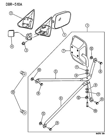 1994 Dodge Ram 1500 Mirror Diagram for 55155007