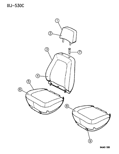 1996 Jeep Cherokee Covers, Seat Upholstery Cherokee Diagram 2 - Thumbnail