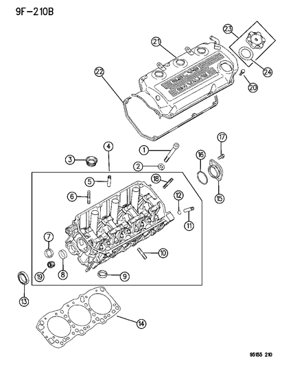 1995 Chrysler Cirrus Cylinder Head Diagram for MD307675