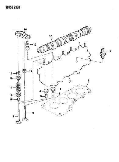 1990 Chrysler New Yorker Base Model Camshaft & Valves Diagram 1 - Thumbnail