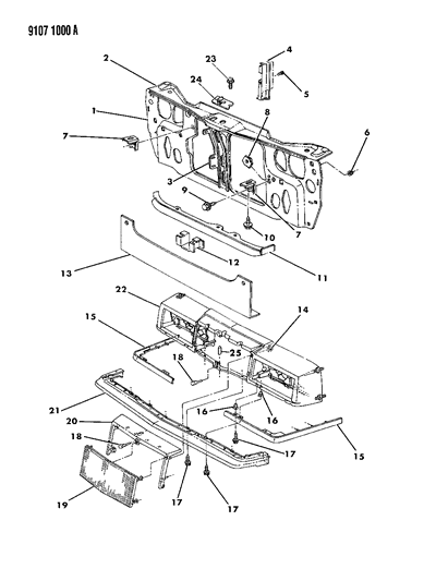 1989 Chrysler New Yorker Grille Clip Diagram for 6033205