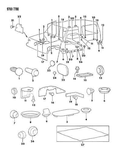 1989 Dodge Raider Plug, Drain Trunk Diagram for MB077627