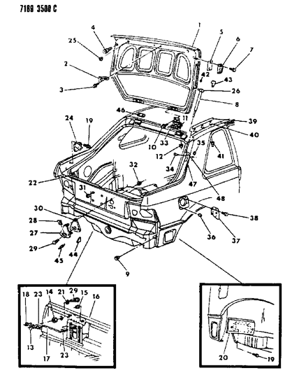 1987 Dodge Shadow Nut And Washer, Front Bumper Fascia Retainer Attaching Diagram for 6100049