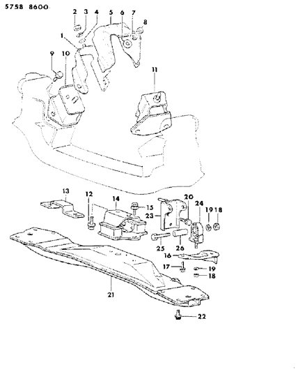 1986 Dodge Ram 50 Engine Mounting Diagram 1 - Thumbnail