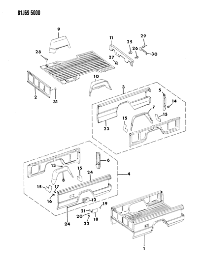 1986 Jeep Comanche Outer Panel, Passenger Side Diagram for 55003542